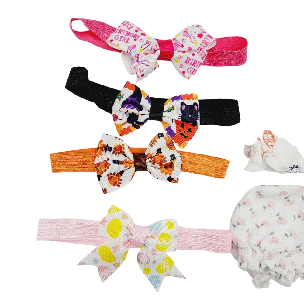 LOT (22) Baby Headbands & Mittens Birthday Halloween Thanksgiving Bows